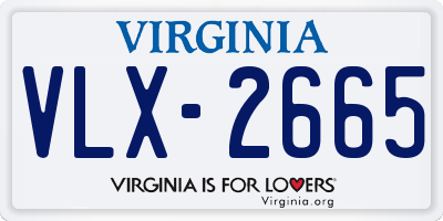 VA license plate VLX2665
