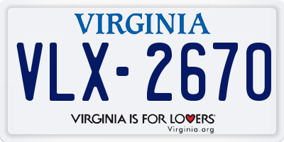 VA license plate VLX2670