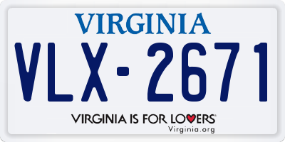 VA license plate VLX2671