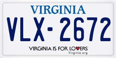 VA license plate VLX2672