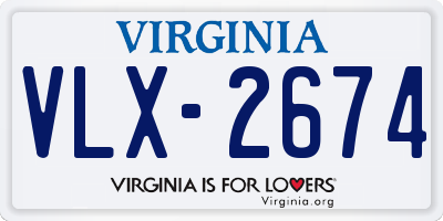 VA license plate VLX2674