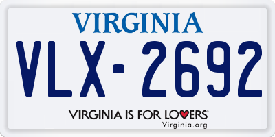 VA license plate VLX2692