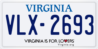 VA license plate VLX2693