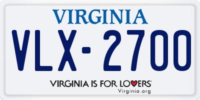 VA license plate VLX2700