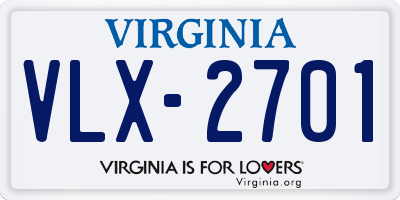 VA license plate VLX2701