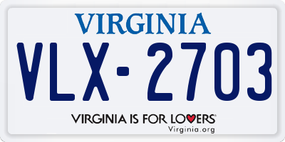 VA license plate VLX2703