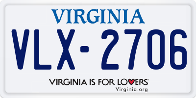 VA license plate VLX2706