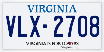 VA license plate VLX2708