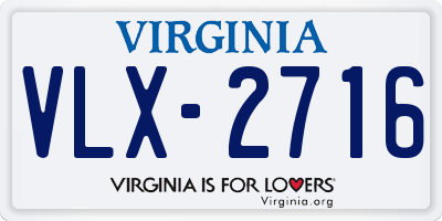 VA license plate VLX2716