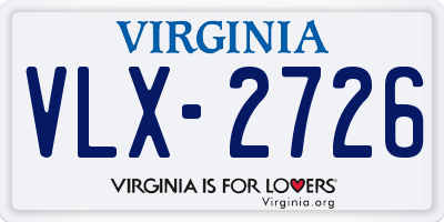 VA license plate VLX2726