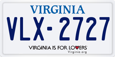 VA license plate VLX2727