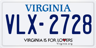 VA license plate VLX2728