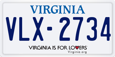 VA license plate VLX2734