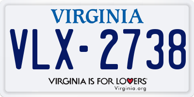 VA license plate VLX2738