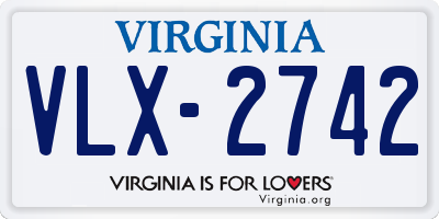 VA license plate VLX2742