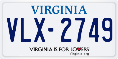 VA license plate VLX2749