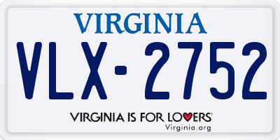 VA license plate VLX2752