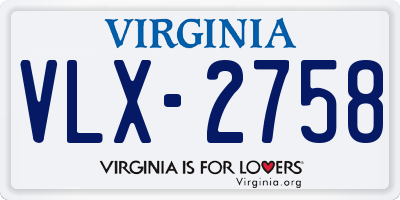 VA license plate VLX2758