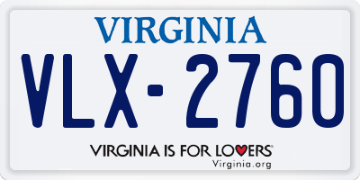 VA license plate VLX2760