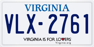 VA license plate VLX2761