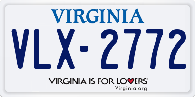 VA license plate VLX2772