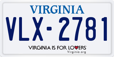 VA license plate VLX2781