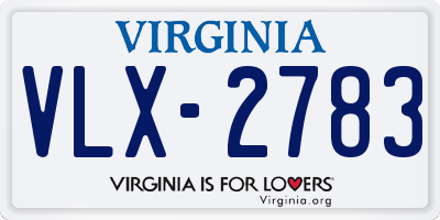 VA license plate VLX2783