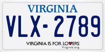 VA license plate VLX2789