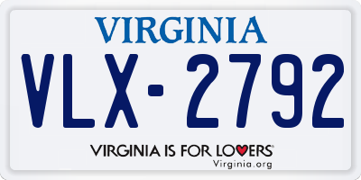 VA license plate VLX2792