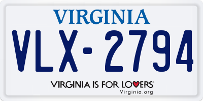 VA license plate VLX2794