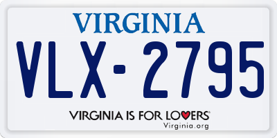 VA license plate VLX2795