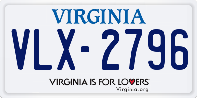 VA license plate VLX2796