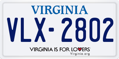 VA license plate VLX2802