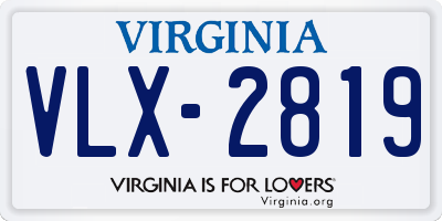 VA license plate VLX2819