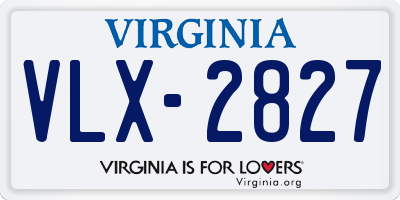 VA license plate VLX2827