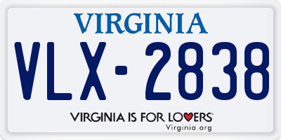 VA license plate VLX2838