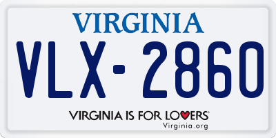 VA license plate VLX2860