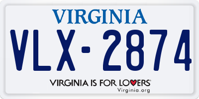 VA license plate VLX2874