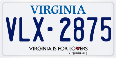 VA license plate VLX2875