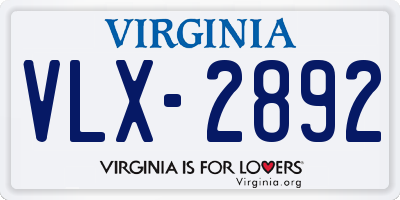 VA license plate VLX2892