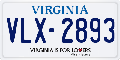 VA license plate VLX2893