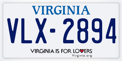 VA license plate VLX2894