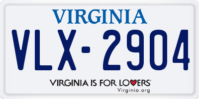 VA license plate VLX2904