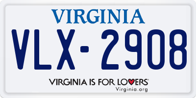 VA license plate VLX2908