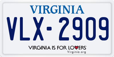 VA license plate VLX2909