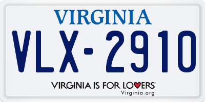 VA license plate VLX2910