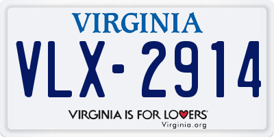 VA license plate VLX2914