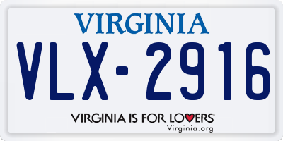 VA license plate VLX2916