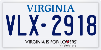 VA license plate VLX2918