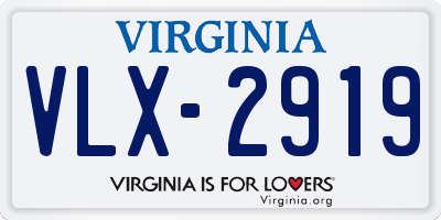 VA license plate VLX2919